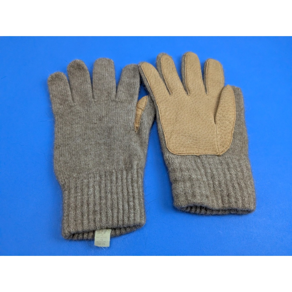 Vintage Womens Wool Racoon Hair Winter Gloves Gray Tan WPL 6647